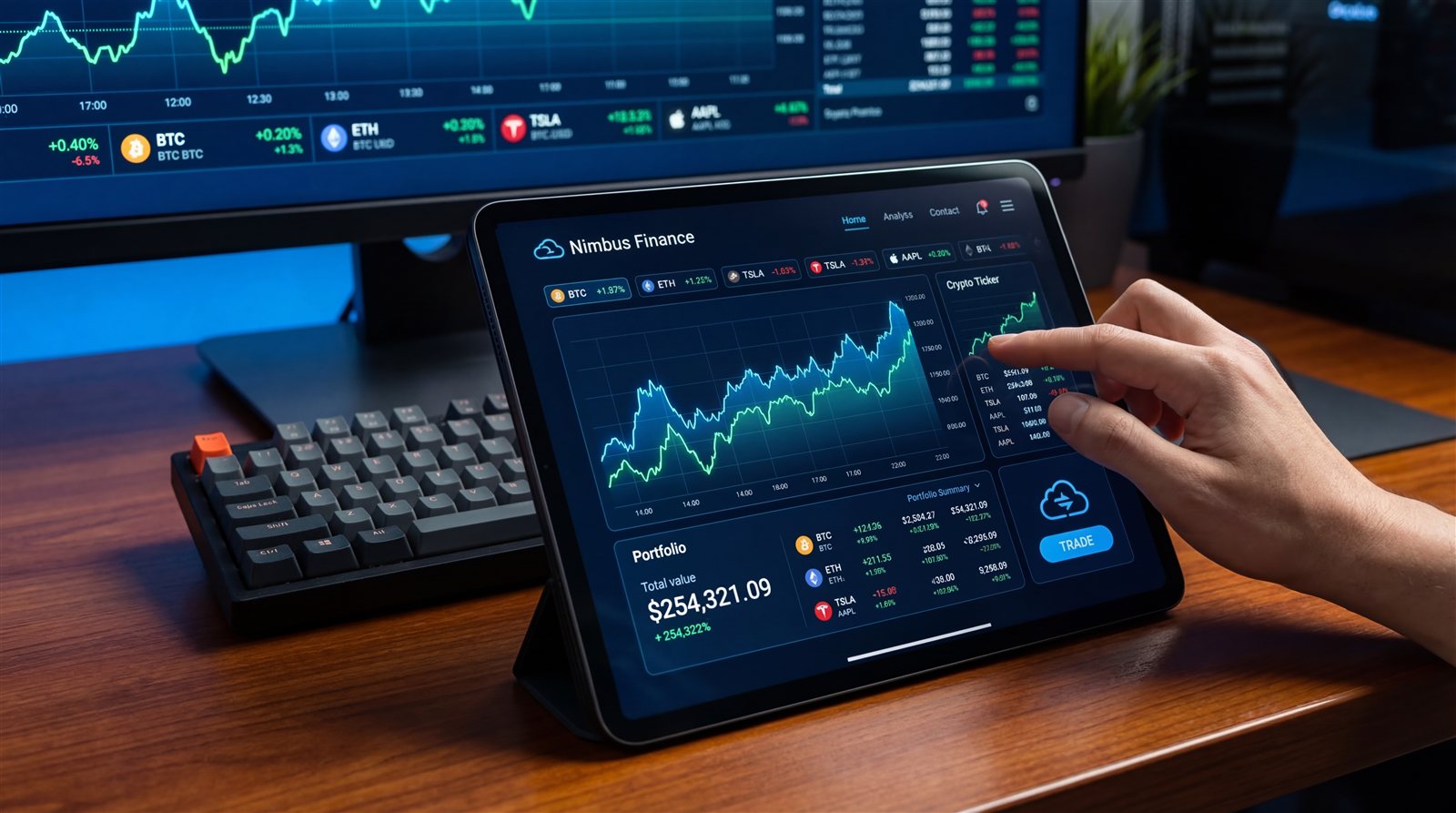 Nimbus Finance mobile app UI/UX design